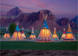 Beauty Shot of 9 Nomadics tipis at Capitol Reef Resort, UT